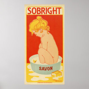 Vintage 1899 French Belgian soap advertising Poster