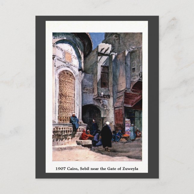 Vintage 1900 Cairo Egypt Sebil Near Zuweyla Postcard (Front)
