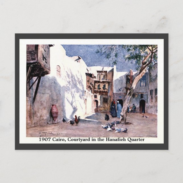 Vintage 1900 Egypt Cairo Courtyard Hanafieh Postcard (Front)