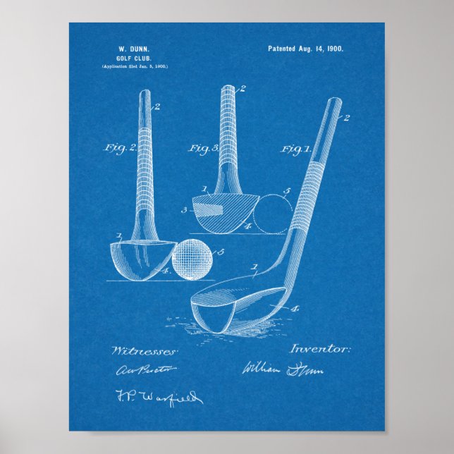 Vintage 1900 Golf Club Design Patent Art Print (Front)