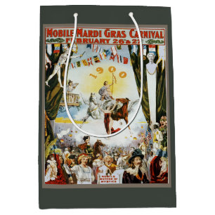 Vintage 1900 Mobile Mardi Gras Carnival Poster Art Medium Gift Bag