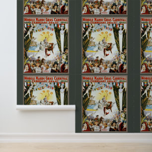 Vintage 1900 Mobile Mardi Gras Carnival Poster Art Wallpaper