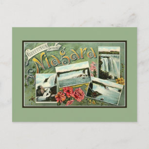 Vintage 1900s art nouveau greetings from Niagara Postcard