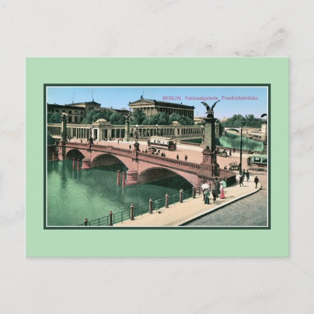 Vintage 1900s Berlin Old National Gallery, bridge Postcard (Front)