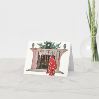 Vintage 1900s Chimney Fireplace Christmas Card