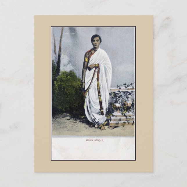 Vintage 1900s India, Hindu Woman Postcard (Front)