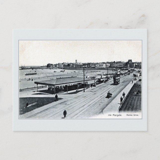 Vintage 1900s Marine Drive Margate Kent England Postcard (Front)