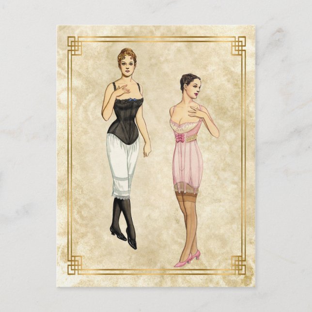 Vintage 1900s Underwear Fashion Illustration Postcard (Front)