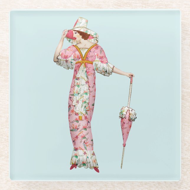 Vintage 1900's woman glass coaster (Front)