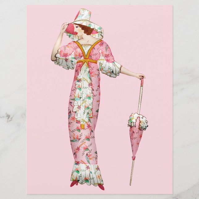 Vintage 1900's Woman with Umbrella  (Front)