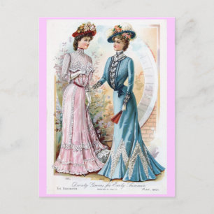 Vintage 1901 Early Summer Dresses Postcard