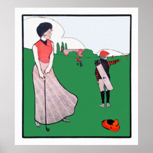 Vintage 1901 Golf Watercolor Print