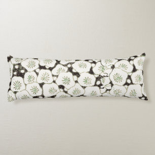 Vintage 1902 Japanese Floral: Black White Blossom Body Cushion