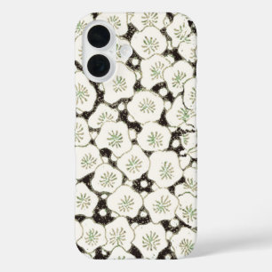Vintage 1902 Japanese Floral: Black White Blossom iPhone 16 Case