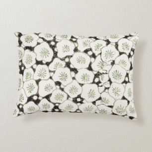 Vintage 1902 Japanese Floral: Black White Blossom Decorative Cushion