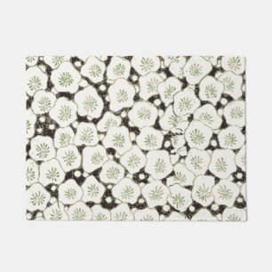 Vintage 1902 Japanese Floral: Black White Blossom  Doormat