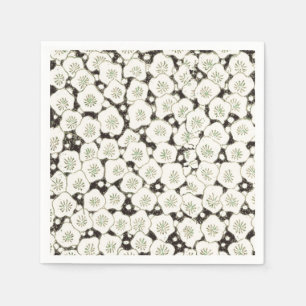 Vintage 1902 Japanese Floral: Black White Blossom  Napkin