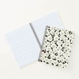 Vintage 1902 Japanese Floral: Black White Blossom Notebook