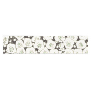 Vintage 1902 Japanese Floral: Black White Blossom Short Table Runner
