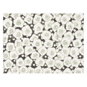 Vintage 1902 Japanese Floral: Black White Blossom  Tablecloth