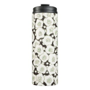 Vintage 1902 Japanese Floral: Black White Blossom Thermal Tumbler