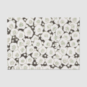 Vintage 1902 Japanese Floral: Black White Blossom Tissue Paper