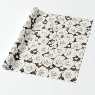 Vintage 1902 Japanese Floral: Black White Blossom Wrapping Paper