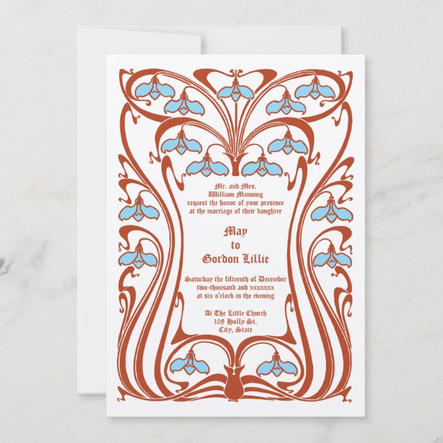 Vintage 1904 Art Nouveau Flowers Foliage Frame Invitation (Front)