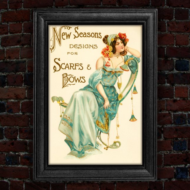 Vintage 1904 Fashion Scarfs and Bows Trade Card Poster (Creator Uploaded)