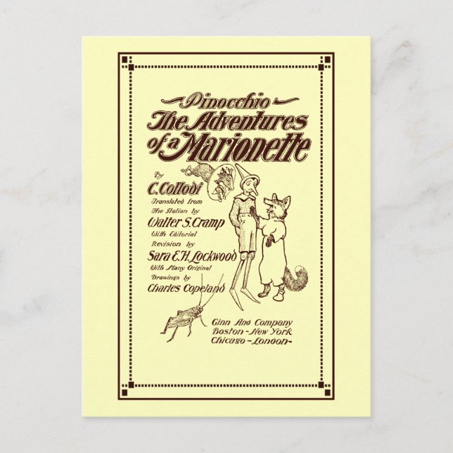 Vintage 1904 Pinocchio cover page Postcard (Front)
