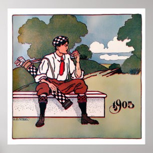 Vintage 1905 Golfer Print