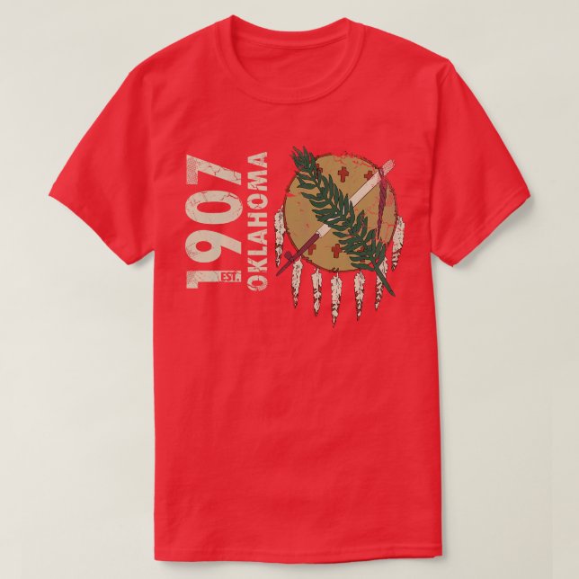 Vintage 1907 Oklahoma State Flag T-Shirt (Design Front)