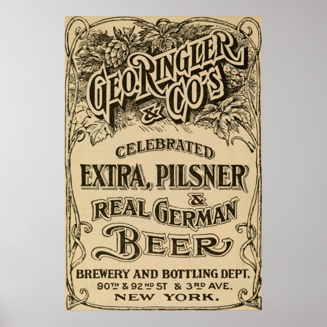 Vintage 1908 Brewery and Beer Ad Poster (Front)