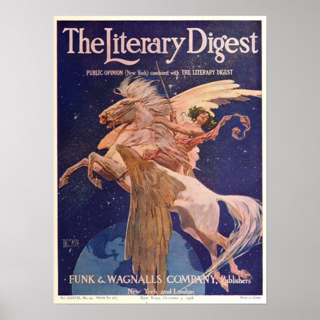 Vintage 1908 Literary Digest Poster, Pegasus Poster (Front)