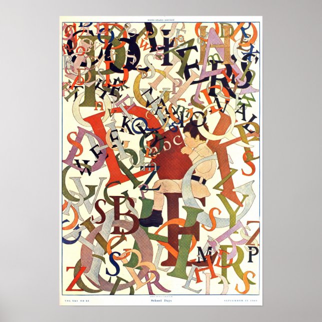 Vintage 1908 Maxfield Parrish, "School Days" Poster (Front)