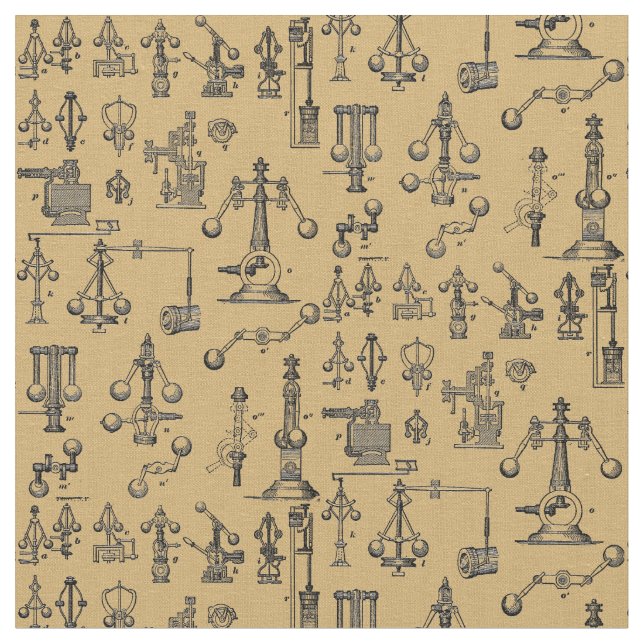 Vintage 1908 Steampunk Shaft Governors Fabric (Close Up)