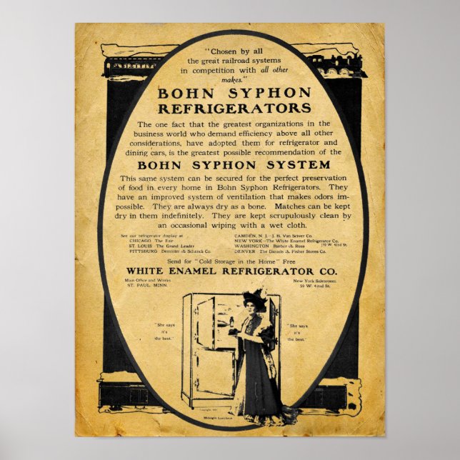 Vintage 1909 Bohn Syphon Refrigerator Print (Front)