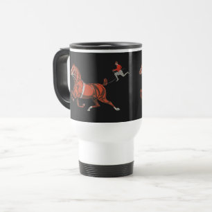 Vintage 1909 Chestnut Horse Running Red Jacket Art Travel Mug