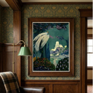 Vintage 1910 Art Deco Fantasy Landscape Repro Poster
