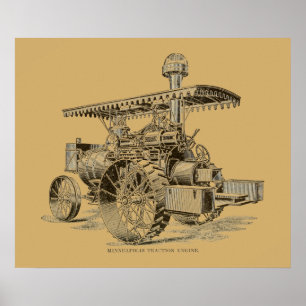Vintage 1910 Minneapolis Traction Engine Poster