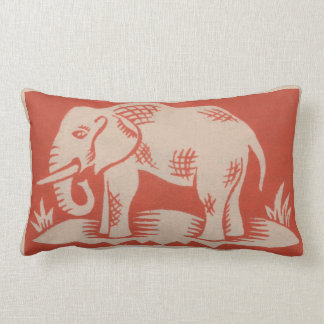 Vintage 1910's Orange Elephant Art Throw Pillow