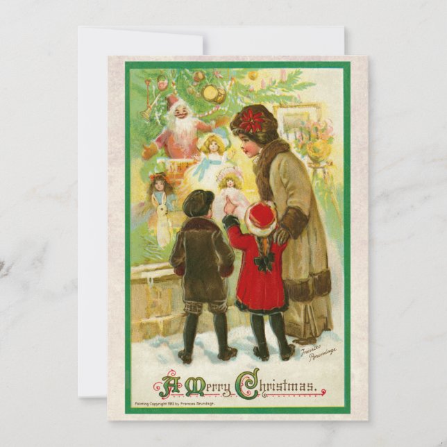 Vintage 1912 Mother with Children Merry Christmas Card (Front)