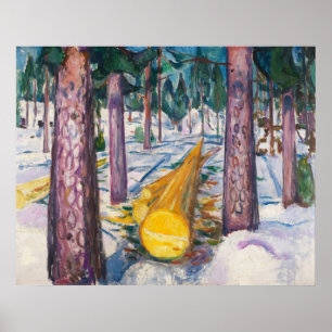 Vintage 1912 Munch Yellow Log Forest Wall Art