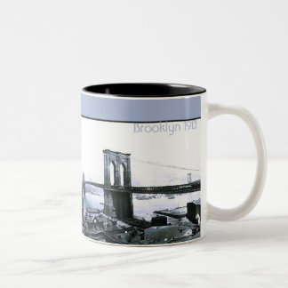 Vintage 1913 Brooklyn NYC Panorama Two-Tone Coffee Mug