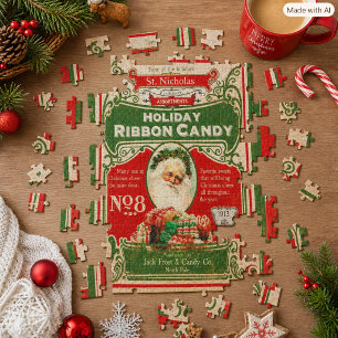Vintage 1913 Chistmas Candy with Santa Jigsaw Puzzle