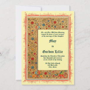 Vintage 1913 Mediaeval Illuminated Style Wedding Invitation