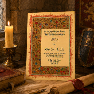 Vintage 1913 Mediaeval Illuminated Style Wedding Invitation
