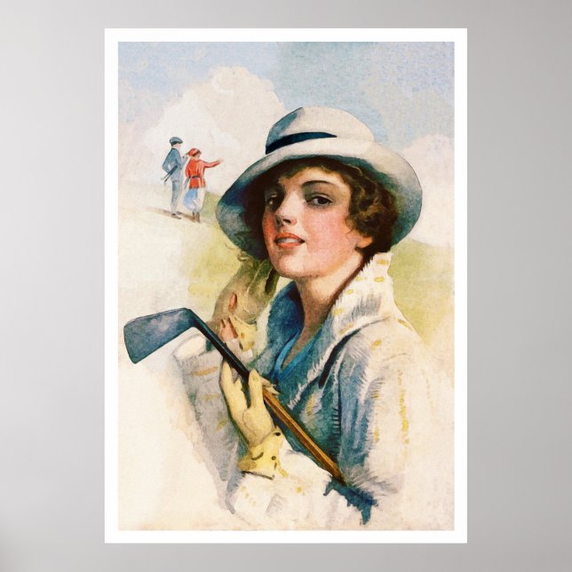 Vintage 1916 Golf Watercolour Print (Front)