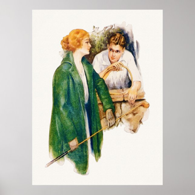 Vintage 1916 Golf Watercolour Print (Front)