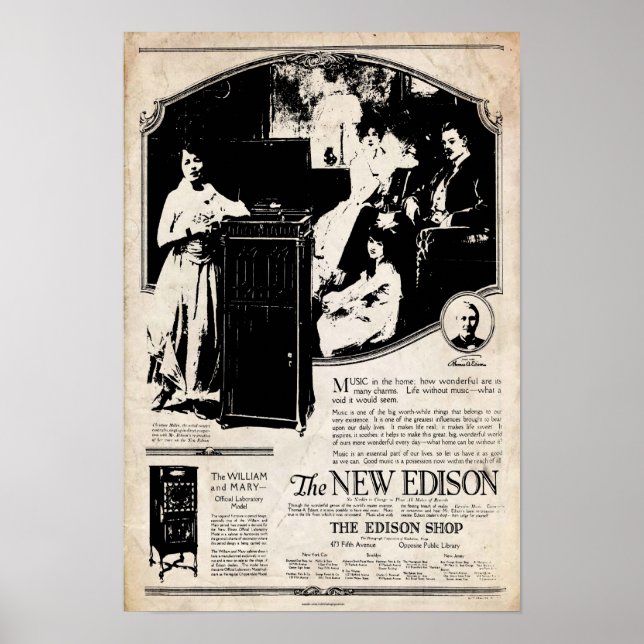 Vintage 1917 Edison Phonograph Poster (Front)